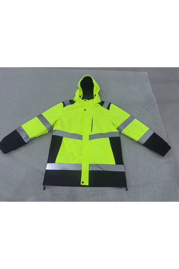 Heated Hi Vis Hoodies for Men USB Charging Long Sleeve Jackets Winter Outdoor Work Heated Hooded Coat with Pockets,Green,XL