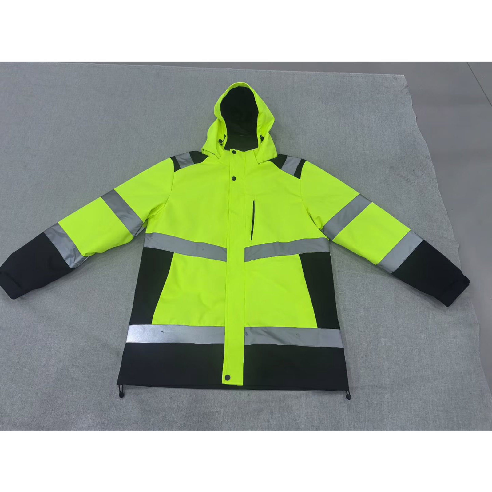 Txeol Heated Hi Vis Work Jackets for Men Long Sleeve Outdoor Warm Coats Color Block Zip Up Winter Heated Hooded Jacket with Pockets,Green,XXXXXL