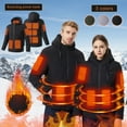 thumbnail image 1 of Txeol Heated Jackets Men Women Winter Outdoor Rechargeable with USB Charing Heated Jacket Skiing Warm Hooded Heated Clothing,Black,L, 1 of 6