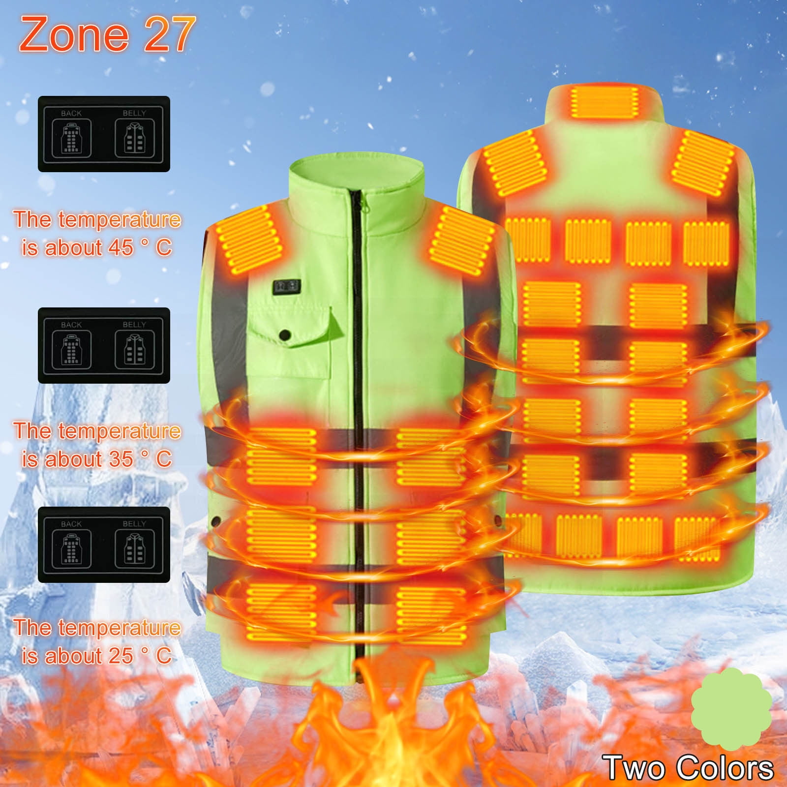 Txeol Heated Mens High Visibility Winter Coat USB Charging Sleeveless Jackets Outdoor Work Thermal Heated Vest,Green,XXXXL