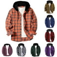 thumbnail image 1 of Txeol Hoodies for Men Fashion Plaid Button Down Sweatshirts Jackets Outdoor Long Sleeve Shacket with Hood Christmas Gifts,Red,XXL, 1 of 7