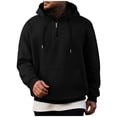thumbnail image 1 of Txeol Hoodies for Men Quarter Zip Pullover Tactical Sweatshirt Fleece Lined Lightweight Drawstring Pullover with Kangaroo Pocket,M Black, 1 of 6