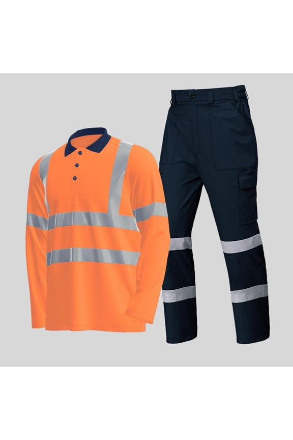 Long Sleeve Mens Workwear Set Durable Work Overalls Jacket and Pants High Vis Safety Uniform 2 Piece Outfit Green,XXL
