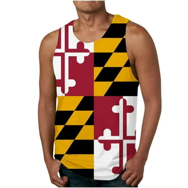 Txeol Maryland State Flag Mens Tank Top，Tank Tops for Men Gym,Men's Workout Tank Top 2024 Summer Muscle Tee Shirts Running Athletic Gym Fitness Sleeveless Tops Orange XL