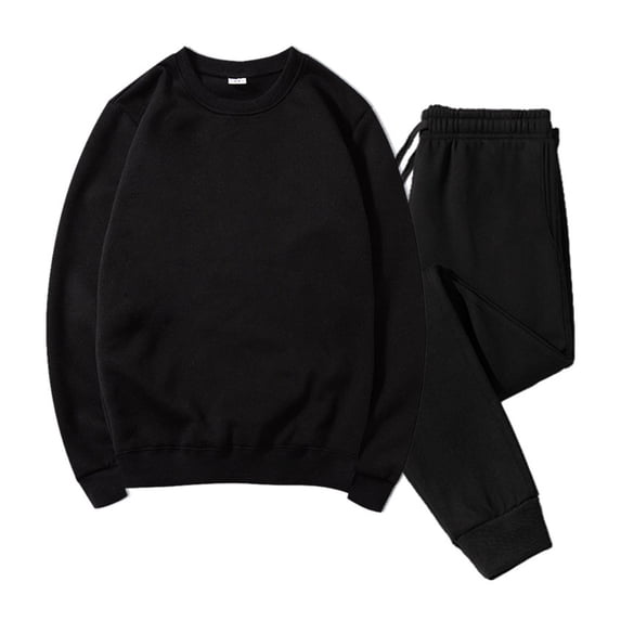 Txeol Men Fleece Sweatsuits Sets Basic Solid Color Long Sleeve Pullover Tops and Drawstring Jogger Pants Fall 2 Piece Lightgweight Tracksuit XL Black