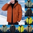 thumbnail image 1 of Txeol Men Outdoors Windbreaker Zip Up Solid Hooded Jacket with Pockets Winter Thickening Parka Loose Comfort Outerwear Coat,Red,XXXL, 1 of 10