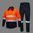 thumbnail image 1 of Txeol Men's 2 Pieces Outfits Safety Work Uniform Reflective High Visibility Jackets and Labor Pants Outdoor Button Down Workwear Set with Pockets L,Orange, 1 of 5