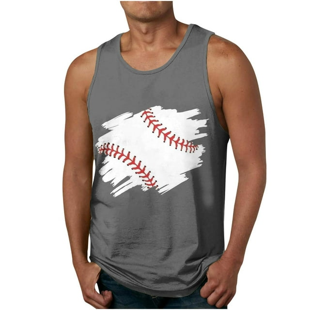 Txeol Men's Baseball 3D Print Tank Tops Graphic Summer Casual Sleeveless Workout T-Shirts Round Neck Bodybuilding Muscle Tees Shirts Big and Tall