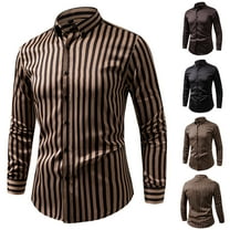 Txeol Men's Big and Tall Button Down Striped Shirts Casual Collared Neck Long Sleeve Office Work Tops Slim Fit Dress Shirt,Black,XXXXXL