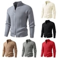 thumbnail image 1 of Txeol Men's Business Casual Cardigan Sweaters Slim Fit Cable Knitted Sweater Full Zip Mock Neck Knit Jacket 2025,Army Green,M, 1 of 6
