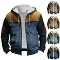 thumbnail image 1 of Txeol Men's Cargo Full Zip Hoodies Zip Up Sherpa Fleece Lined Jackets Winter Thick Warm Outdoor Sweatshirt Hoodie with Pockets Light Blue M, 1 of 3