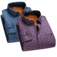 thumbnail image 1 of Txeol Men's Casual Button Up Shirts Regular Fit Long Sleeve Plaid Shirt with Chest Pocket Collared Neck Work Tops,Blue XXXXXL, 1 of 7