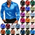 thumbnail image 1 of Txeol Men's Fashion Satin Dress Shirts Button Down Long Sleeve Formal Wedding Shirts Solid Color Business Casual Outfits,White,S, 1 of 10