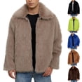 thumbnail image 1 of Txeol Men's Faux Fur Cardigan Coat Winter Fuzzy Fleece Warm Overcoat Long Sleeve Open Front Furry Jacket 2025,Blue,XXXL, 1 of 8