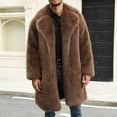 thumbnail image 1 of Txeol Men's Faux Fur Coat Open Front Long Cardigans Loose Casual Lapel Collar Fuffy Winter Jacket Warm Furry Overcoat Outwear 2025,Brown,M, 1 of 9