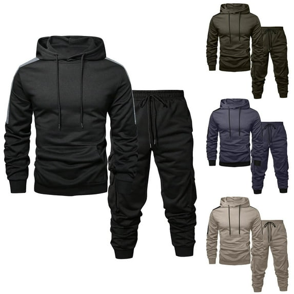 Txeol Men's Fleece Sweatsuits 2 Piece Set Casual Long Sleeve Hooded Sweatshirt with Drawstring Sweatpant Fall Fashion Sport Outfits XL Dark Gray