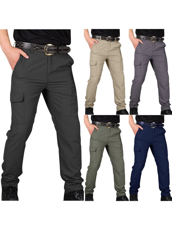 Men's Flex Tactical Pants Cotton Stretch Work Cargo Pants Lightweight Outdoor Hiking Trousers with Pockets,Black,M