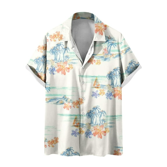 Txeol Men's Floral Print Shirts,Mens Hawaiian Shirt for Men Short Sleeve Shirt Collar Beach Floral Summer Casual Button Down T-Shirts 2024 Clearance Sale