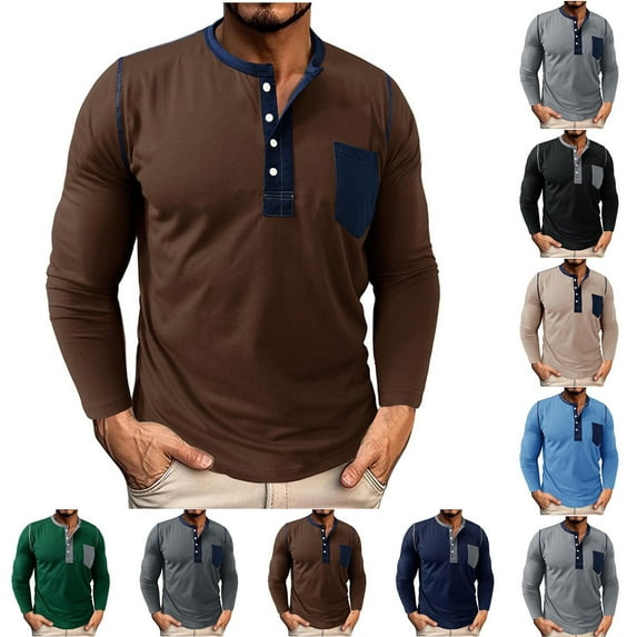 Txeol Men's Henley Shirts Raglan Long Sleeve Casual Slim Fit Cotton T-Shirts Workout Pullover Tops with Pocket,Black,XXL