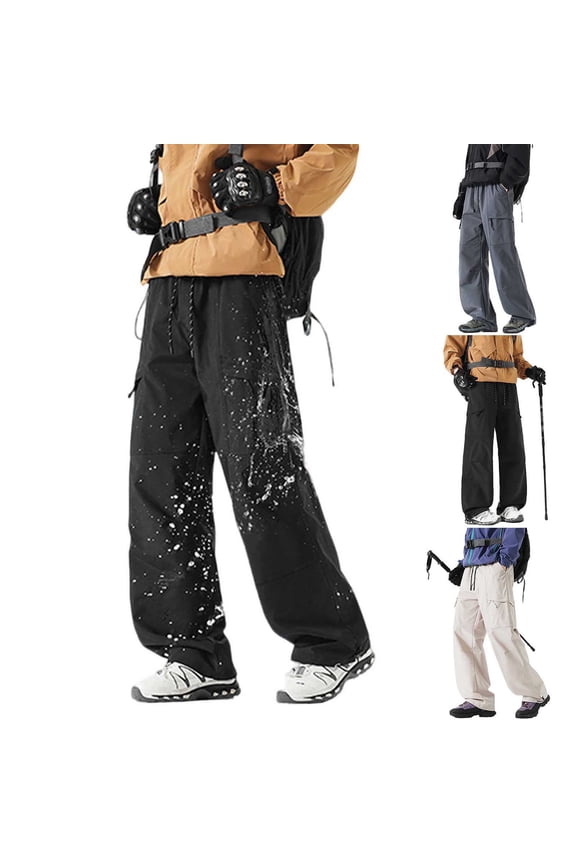 Men's Lightweight Hiking Pants Waterproof Outdoor Cargo Pants with Pockets Casual Straight Wide Leg Sweatpants Beige,XL