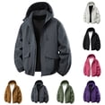 thumbnail image 1 of Txeol Men's Lightweight Waterproof Jackets Soft Shell Outdoor Hooded Raincoat Hiking Windbreaker Rain Jacket with Pockets,Purple,L, 1 of 4