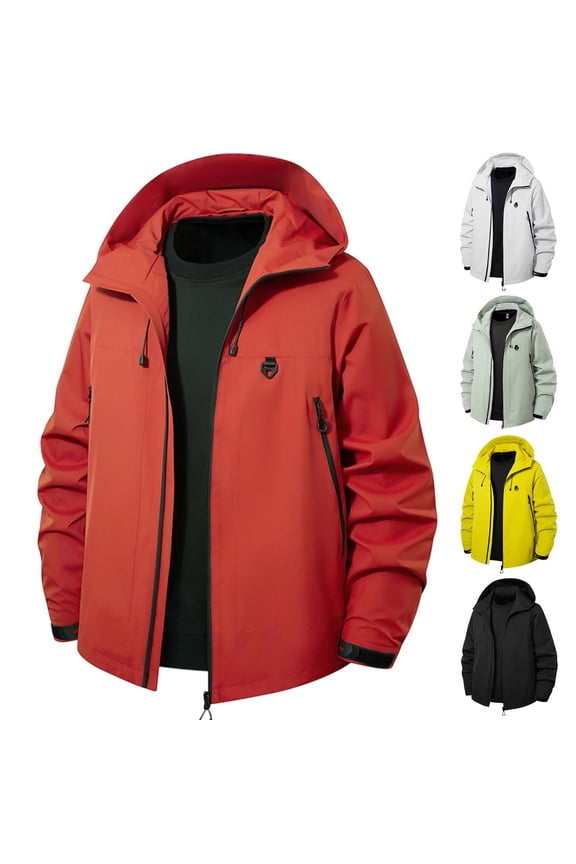 Men's Lightweight Windbreaker Rain Jacket Hooded Outdoor Wear Resistant Coat Breathable Waterproof Hiking Jackets with Zipper Pockets,Black,M