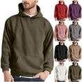 thumbnail image 1 of Txeol Men's Oversized Fleece Hoodies Long Sleeve Solid Color Sweatshirts with Kangaroo Pocket Lightweight Casual Workout Gym Pullover Hoodie,Army Green,XXXL, 1 of 5