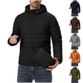 thumbnail image 1 of Txeol Men's Packable Puffer Jackets Full Zip Quilted Hooded Coats Waterproof Hiking Windbreaker with Pockets,Dark Blue,S, 1 of 9
