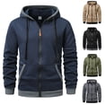 thumbnail image 1 of Txeol Men's Performance Fleece Hoodie, Full Zip Sweatshirt Jacket with Drawstring Hood & Pockets,Navy,M, 1 of 4