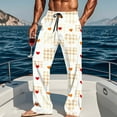 thumbnail image 1 of Txeol Men's Plaid Pants Love Heart Print Pajama Bottoms with Pockets Lightweight Straight Leg Drawstring Waist Lounge Pants,White,S, 1 of 10