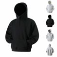 thumbnail image 1 of Txeol Men's Quarter Zip Hoodies Long Sleeve Hooded Sweatshirts Long Sleeve Drop Shoulder Casual Pullover Tops,White,L, 1 of 4