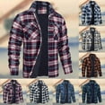 thumbnail image 1 of Txeol Men's Quilted Lined Shirt Jacket Long Sleeve Button Down Thick Coats Winter Regular Fit Plaid Shacket with Chest Pockets,Black,M, 1 of 7