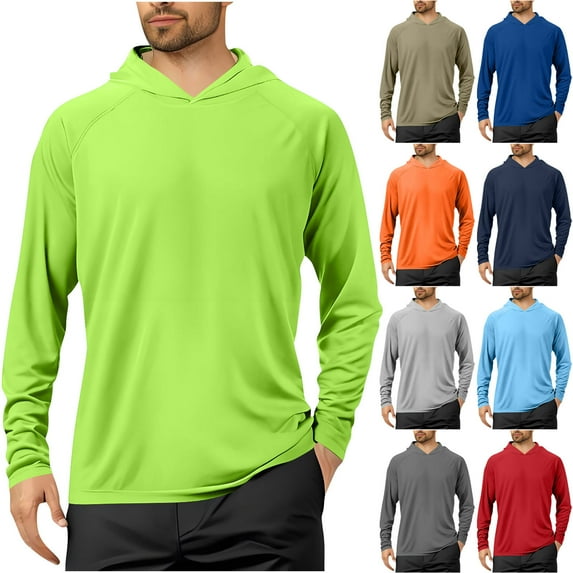 Txeol Men's Sun Shirt UPF 50+ Long Sleeve UV Protection Lightweight Rash Guard Hoodie Quick Dry Fishing T-Shirt,Army Green,M