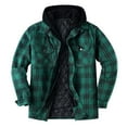 thumbnail image 1 of Txeol Men's Thicken Plaid Hooded Jacket Casual Button Down Fake 2 Piece Winter Coats Quilted Lined Hoodies with Chest Pockets,Green M, 1 of 6
