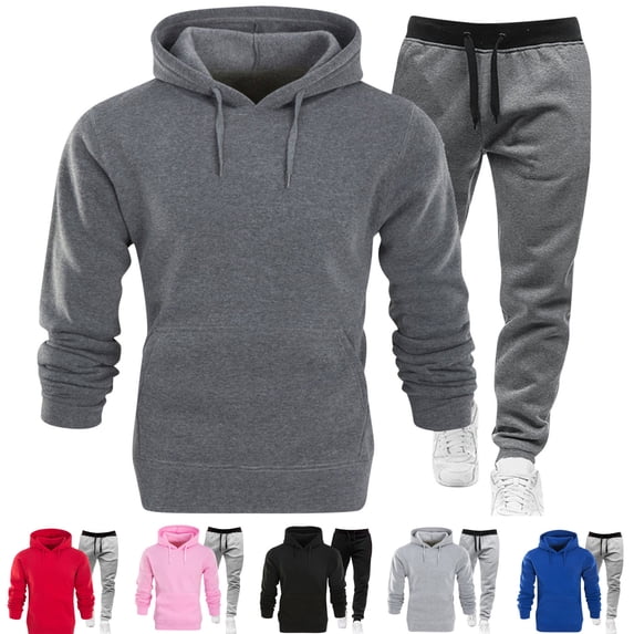 Txeol Men's Tracksuits Sweatsuits Athletic 2 Piece Sets Hoodie Sweatshirt and Drawstring Jogger Bottoms with Pockets Casual Exercise Running Lounge Sets Dark Gray,XXL