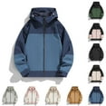 thumbnail image 1 of Txeol Men's Windbreaker Jacket Color Block Lightweight Waterproof Hooded Coat Outdoor Softshell Zip Up Casual Streetwear,Black,XL, 1 of 3