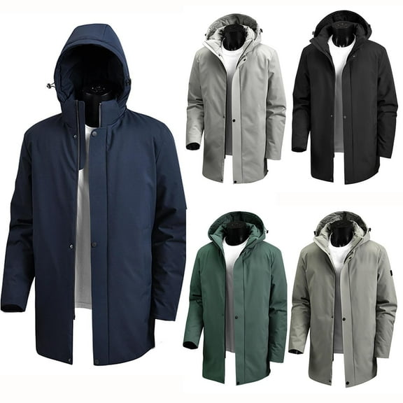 Txeol Men's Winter Jacket Heavyweight Hooded Parka Warm Insulated Puffer Coat Windproof Quilted Jackets with Pockets,Khaki,M