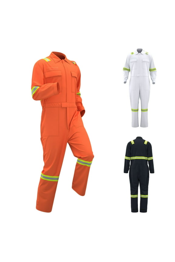 Men's Work Coverall High Visibility Overalls Mechanics Coveralls Workwear Jumpsuit with Multi Pockets Orange,M