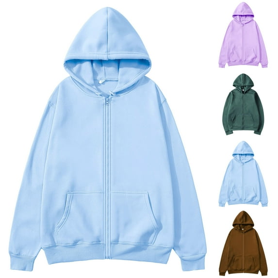 Txeol Men's Zip Up Fleece Jacket Lightweight Long Sleeve Hooded Sweatshirts with Pockets Oversized Athletic Workout Hoodie Jackets,L Light Blue