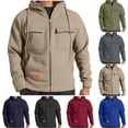 thumbnail image 1 of Txeol Men's Zip Up Sweatshirt Jacket Big and Tall Workout Cargo Hoodies with Pockets Lightweight Casual Outdoor Athletic Hoodie Jackets,S Wine, 1 of 10