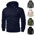 thumbnail image 1 of Txeol Men's Zipper Button Front Hoodie Long Sleeve Pullover Hooded Sweatshirt Solid Color Ligjtweight Oversized Pullover Hoodies,S Khaki, 1 of 5
