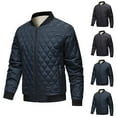 thumbnail image 1 of Txeol Mens Bomber Jackets Diamond Quilted Rib Hem Coats Lightweight Full Zip Winter Warm Outwear with Pockets 2025,Black,L, 1 of 9
