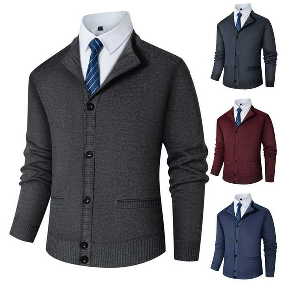 Txeol Mens Cardigan Sweater Vintage Button Down Slim Fit Knitted Coats Casual Long Sleeve Solid Color Sweaters Jacket 2025,Red,L