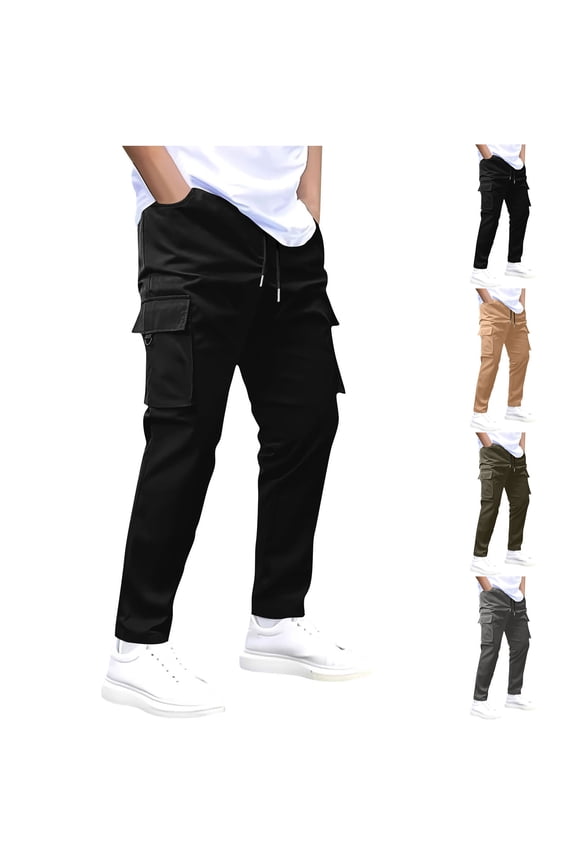 Mens Cargo Hiking Pants Lightweight Stretch Outdoor Pants Casual Work Travel Camping Pants with Multi Pockets-Gray,M
