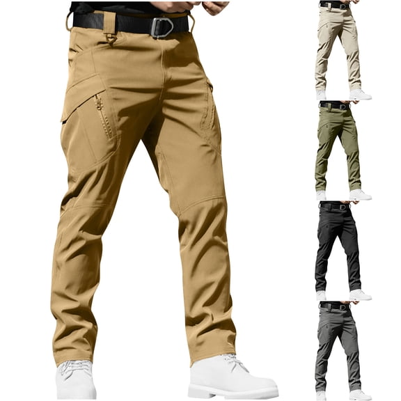 Txeol Mens Cargo Pants Water Resistant Hiking Work Pants Multi Pockets Baggy Outdoor Tactical Pant-Gray,M