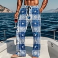thumbnail image 1 of Txeol Mens Classic Baggy Plaid Pants Elastic Waist Drawstring Trousers Lightweight Straight Leg Lounge Pants with Pockets,Multicolor,XL, 1 of 9