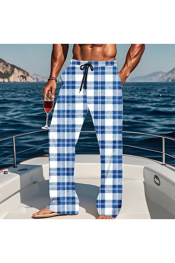 Mens Classic Plaid Pajama Pants Lightweight Soft Pj Bottoms Drawstring Straight Leg Lounge Pant with Pockets Sleepwear,Multicolor,S