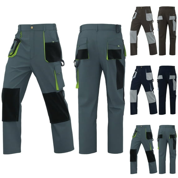 Txeol Mens Color Block Tactical Pants Windproof Wear Resistant Multi Pocket Straight Leg Outdoor Cargo Pants Green,XXXXXL
