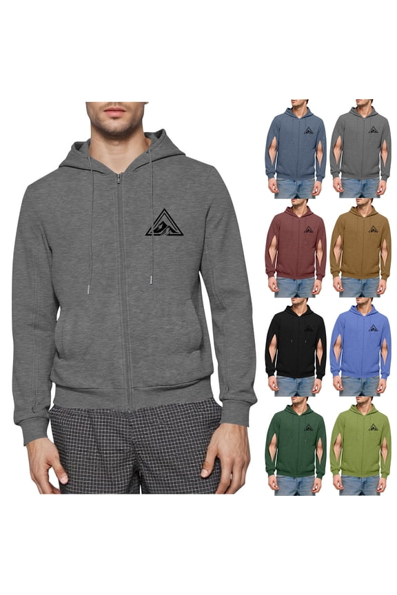 Mens Dialysis Sweatshirts Full Zip Lightweight Hemodialysis Hoodie Jackets Warm Drawstring Sweatshirt with Arm Zipper,Army Green,S