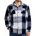 thumbnail image 1 of Txeol Mens Flannel Plaid Shirts with Pocket Casual Lapel Neck Button Down Shacket Long Sleeve Lightweight Jacket,Black,XXL, 1 of 7